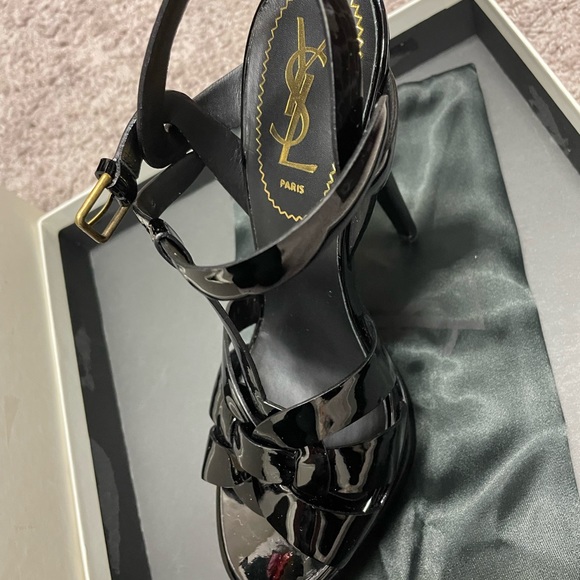 Saint Laurent Tribute Patent High Heel Platform Sandals Black. New with box. - Picture 5 of 10